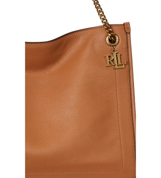 Lauren Ralph Lauren Bruin gegreineerd leren Bradley tote tas