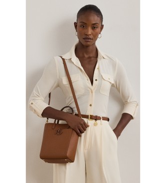 Lauren Ralph Lauren Borsa tote Cameryn in pelle granulata marrone