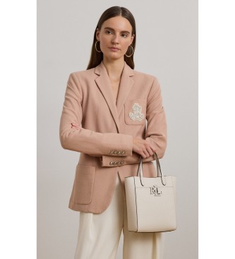 Lauren Ralph Lauren Borsa tote Cameryn in pelle granulata bianco sporco