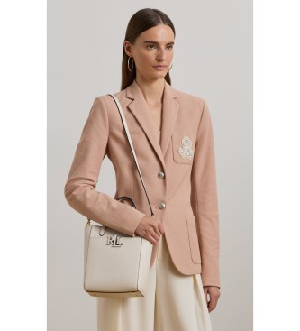 Lauren Ralph Lauren Borsa tote Cameryn in pelle granulata bianco sporco