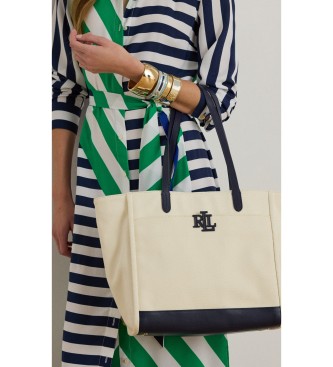 Lauren Ralph Lauren Grote witte canvas Cameryn tote tas