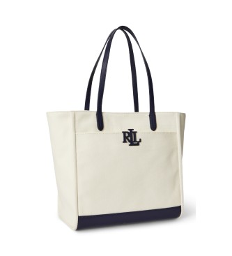 Lauren Ralph Lauren Grote witte canvas Cameryn tote tas