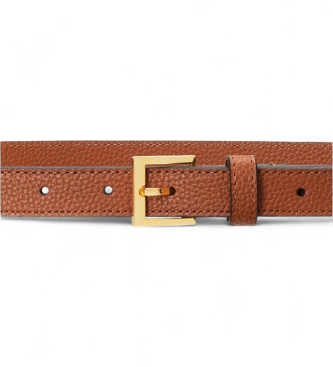 Lauren Ralph Lauren Smalt bælte i brunt kornet læder