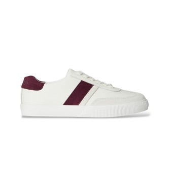 Lauren Ralph Lauren Zapatillas Braylee bicolor de piel y ante blanco, burdeos