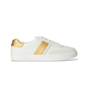 Lauren Ralph Lauren Zapatillas Braylee de piel con ribete blanco, dorado