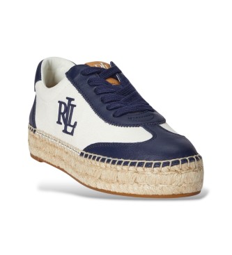 Lauren Ralph Lauren Zapatillas Luize de loneta y napa beige, marino