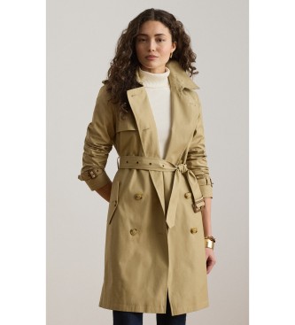 Lauren Ralph Lauren Beigefarbener zweireihiger Trenchcoat aus Baumwollmischung