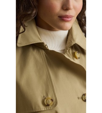Lauren Ralph Lauren Beigefarbener zweireihiger Trenchcoat aus Baumwollmischung