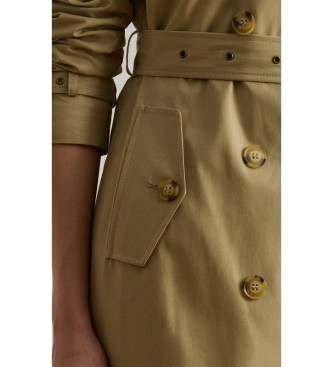 Lauren Ralph Lauren Beigefarbener zweireihiger Trenchcoat aus Baumwollmischung