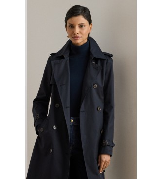 Lauren Ralph Lauren Marineblaue Trenchcoat aus Baumwollmischgewebe mit Doppelreiher