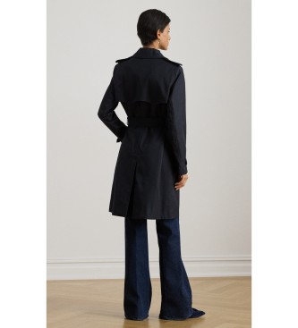 Lauren Ralph Lauren Marineblaue Trenchcoat aus Baumwollmischgewebe mit Doppelreiher