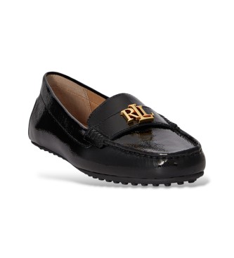 Lauren Ralph Lauren Črno nagubano lakasto usnje Driver Barnsbury mokasini