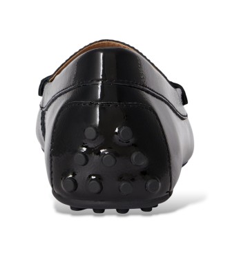 Lauren Ralph Lauren Črno nagubano lakasto usnje Driver Barnsbury mokasini