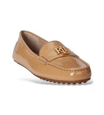 Lauren Ralph Lauren Driver Barnsbury bež zmečkani mokasini iz lakastega usnja