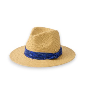 Lauren Ralph Lauren Straw fedora with beige paisley edging