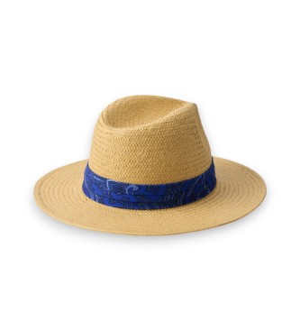 Lauren Ralph Lauren Straw fedora with beige paisley edging