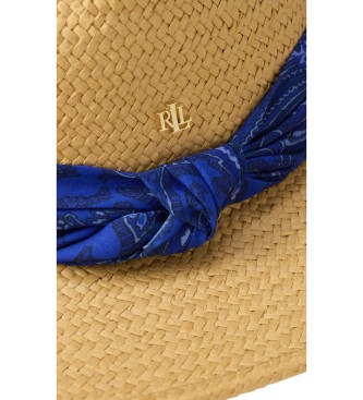 Lauren Ralph Lauren Straw fedora with beige paisley edging