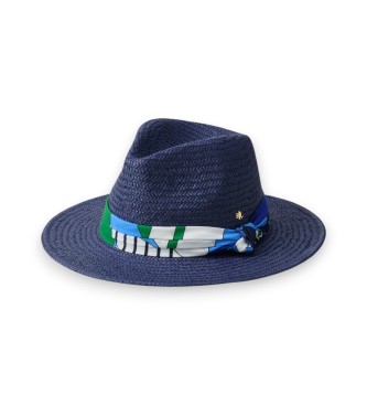 Lauren Ralph Lauren Fedora en paille avec bordure paisley marine