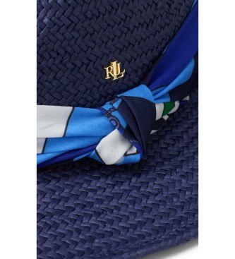 Lauren Ralph Lauren Fedora en paille avec bordure paisley marine