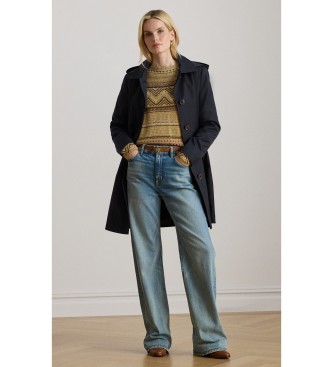 Lauren Ralph Lauren Marineblauer Schottenkaro-Mantel aus Baumwollmischung