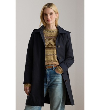Lauren Ralph Lauren Marineblauer Schottenkaro-Mantel aus Baumwollmischung