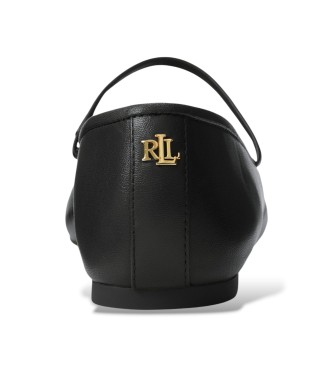 Lauren Ralph Lauren Črni copati Jayna iz usnja nappa