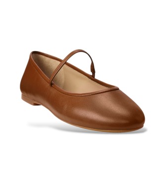 Lauren Ralph Lauren Rjavi copati Jayna iz usnja nappa