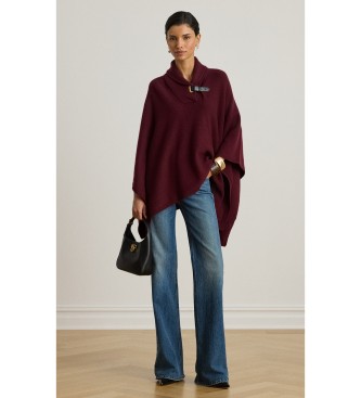 Lauren Ralph Lauren Poncho en maille mélange laine bordeaux