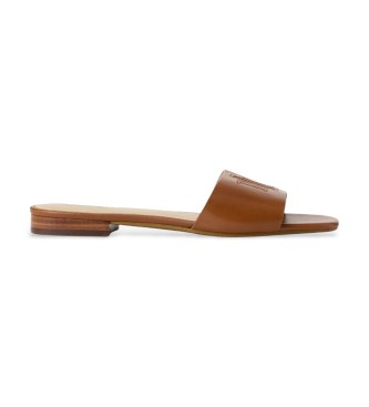 Lauren Ralph Lauren Sandalias tipo chancla Everley de piel marrón