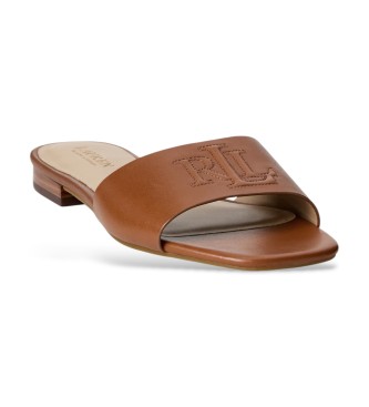 Lauren Ralph Lauren Sandalias tipo chancla Everley de piel marrón
