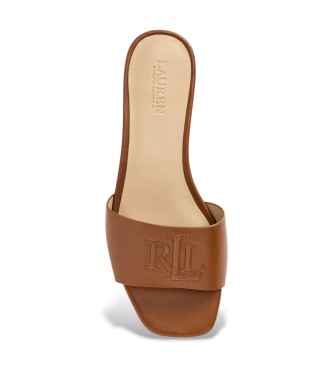 Lauren Ralph Lauren Sandalias tipo chancla Everley de piel marrón