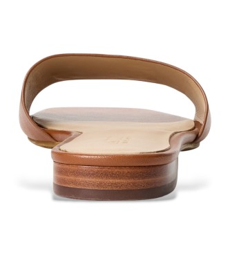 Lauren Ralph Lauren Sandalias tipo chancla Everley de piel marrón