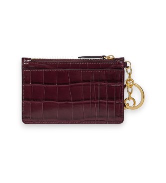 Lauren Ralph Lauren Porte-cartes en cuir avec fermeture éclair grenat