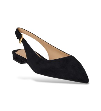 Lauren Ralph Lauren Londyn ploščati čevelj s peto iz črnega semiša