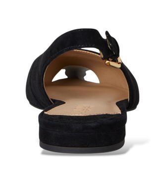 Lauren Ralph Lauren Londyn ploščati čevelj s peto iz črnega semiša