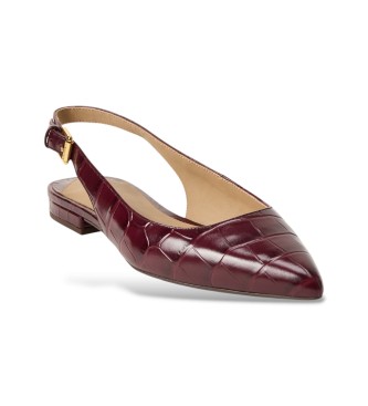 Lauren Ralph Lauren Londyn bordo ravni čevlji s krokodiljim učinkom
