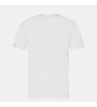 Le Coq Sportif Vit T-shirt med logotyp