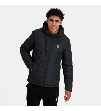 Le Coq Sportif Schwarze Daunenjacke mit Kapuze