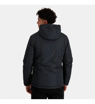 Le Coq Sportif Schwarze Daunenjacke mit Kapuze