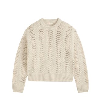 Levi's Rundhals-Pullover Charlotte in Pointelle-Optik in Gebrochenweiß