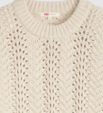 Levi's Rundhals-Pullover Charlotte in Pointelle-Optik in Gebrochenweiß