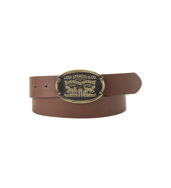 Levi's Billy Plaque brown leather belt