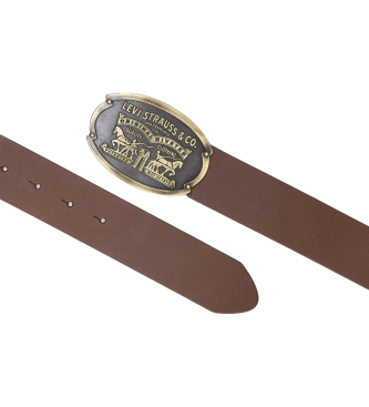 Levi's Billy Plaque brown leather belt