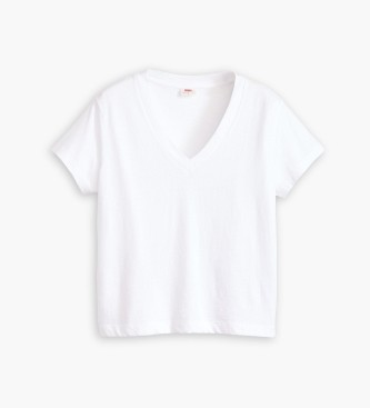 Levi's Camiseta con cuello de pico cuadrada blanco