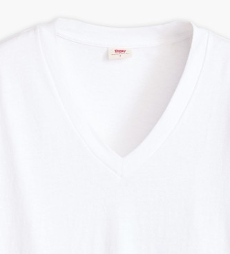 Levi's Camiseta con cuello de pico cuadrada blanco