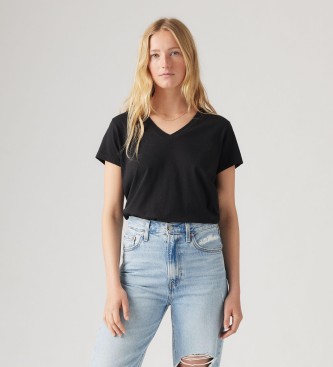 Levi's Vierkant T-shirt met V-hals zwart