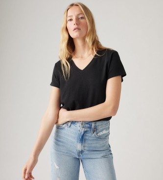 Levi's Vierkant T-shirt met V-hals zwart