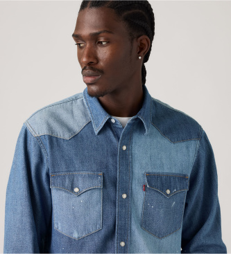 Levi's Camisa western front yoke relaxed azul médio
