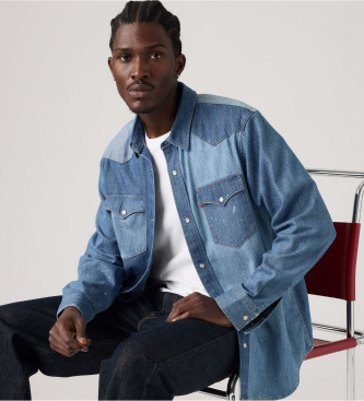 Levi's Camisa western front yoke relaxed azul médio