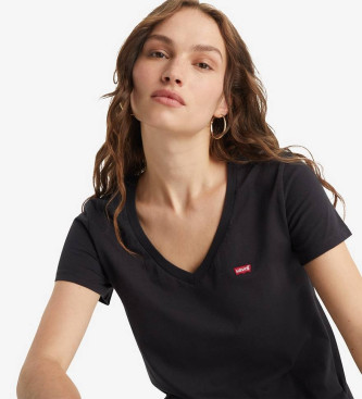 Levi's Perfektes Kaviar-T-Shirt mit V-Ausschnitt schwarz 